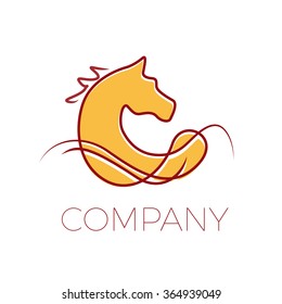 Vector sign horse drawing with lines
