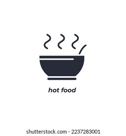 Vector sign hot food symbol is isolated on a white background. icon color editable.