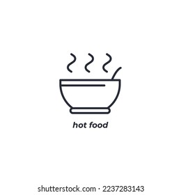 Vector sign hot food symbol is isolated on a white background. icon color editable.