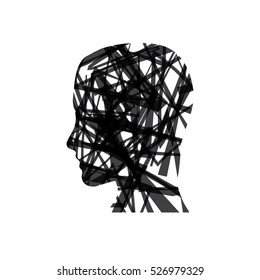 Vector sign human head scrawled in black