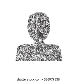 Vector sign human head scrawled in black