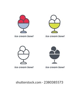 Vector sign of the ice cream bowl symbol isolated on a white background. icon color editable.