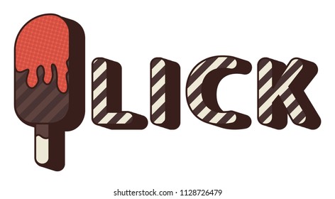 Vector sign with ice cream and work lick with patterns colorful