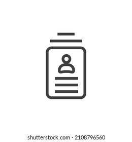 El signo vector del símbolo de la tarjeta de identificación se aísla en un fondo blanco. Color del icono de la tarjeta de identificación editable.