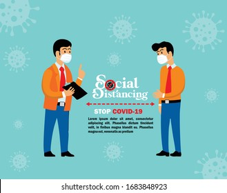 A vector sign illustration for social distancing campaign 