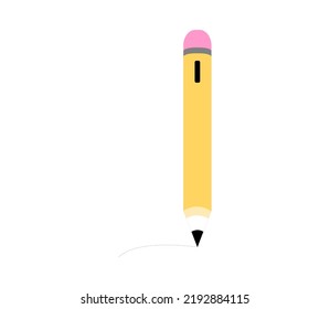 vector sign illustrator pencil,yellow color and isolated white background.