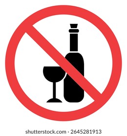 Vektorsymbol, um "Kein Alkohol erlaubt" anzuzeigen. Verbotsschild zur Vermeidung von Alkohol
