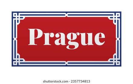 Cartel vectorial que indica el nombre de las calles de Praga, con la inscripción Praga. Aislado sobre fondo blanco.