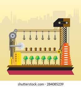 vector Sign industrial deforestation and forest icon symbol