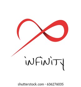 Vector sign infinity. Isolated illustration in red