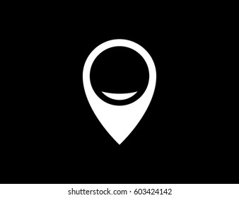 Vector sign for infographic. In this marker is hidden symbol of smile. It may be appropriate for indicate entertainment, positive places on the map or infographics and for holiday on 1 April