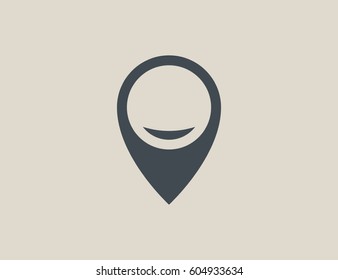 Vector sign for infographic. In this marker is hidden symbol of smile. It may be appropriate for indicate entertainment, positive places on the map or infographics and for holiday on 1 April