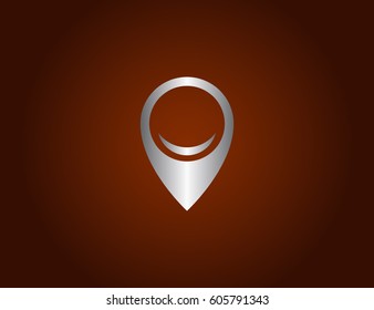 Vector sign for infographic. In this marker is hidden symbol of smile. It may be appropriate for indicate entertainment, positive places on the map or infographics and for holiday on 1 April