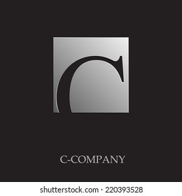 Vector sign initial letter C on black background 