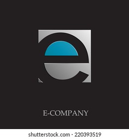 Vector sign initial letter E on black background 