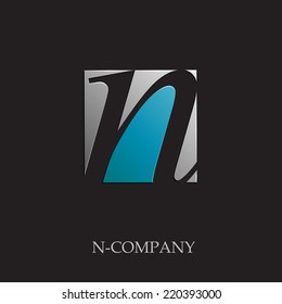 Vector sign initial letter N on black background 