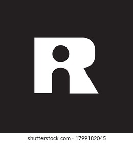 Vector sign initial letter R and i  on black background