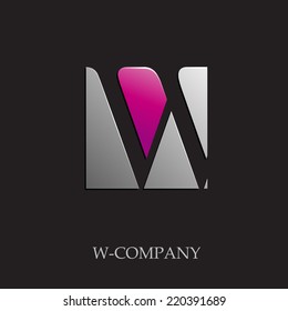 Vector sign initial letter W on black background 