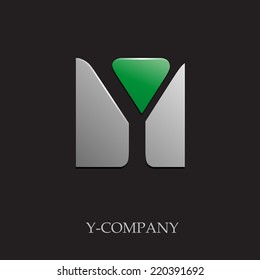 Vector sign initial letter Y on black background 