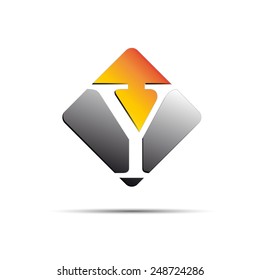 Vector sign initial letter Y on white background