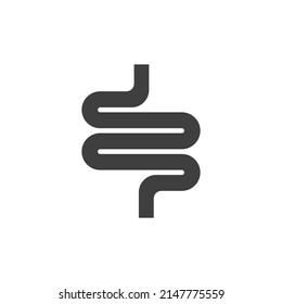 Vector sign of the Intestine symbol is isolated on a white background. Intestine icon color editable.