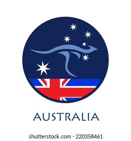 Vector sign kangaroo with Australian flag