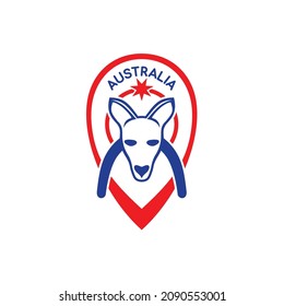 Vector sign kangaroo template design with text australia