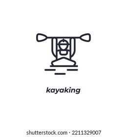 Vector sign kayaking symbol is isolated on a white background. icon color editable.