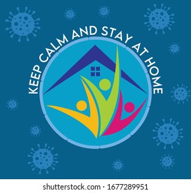 A vector sign for keep calm and stay at home as long as possible to prevent the spread of Germ 