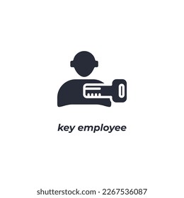 Vector sign key employee symbol is isolated on a white background. icon color editable.