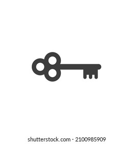 El signo vectorial del símbolo Key se aísla en un fondo blanco. Color del icono de clave editable.