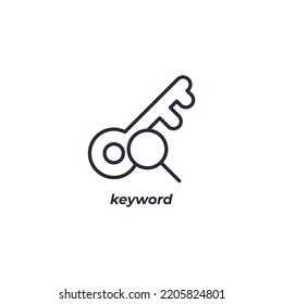 El signo vectorial del símbolo de palabra clave está aislado en un fondo blanco. color de icono modificable.