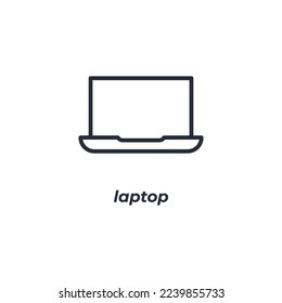 El símbolo del portátil de señalización de vectores está aislado en un fondo blanco. color de icono modificable.