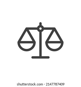 Vector sign of the Law scale symbol is isolated on a white background. Law scale icon color editable.