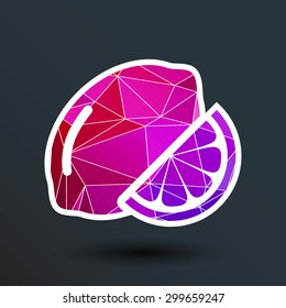 Vector sign Lemon logo unusual stylized slice agriculture.