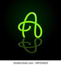 Vector sign letter A, light pipe