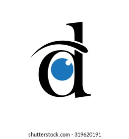 Vector sign letter D, with eye