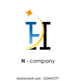 Vector sign letter H with star 