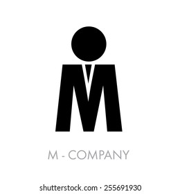 Vector sign letter M, the man