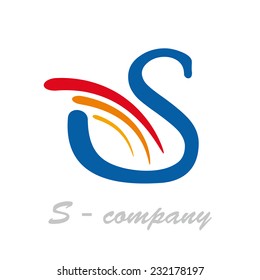 Vector sign letter S, swan