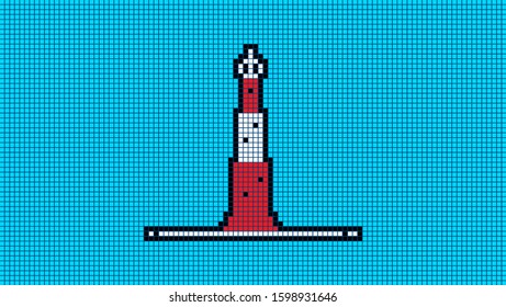 vector sign lighthouse. Grid building vector illustration.