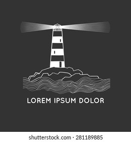 Vector sign lighthouse. Hand drawn vector illustration.