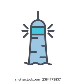 Vector sign of the lighthouse symbol isolated on a white background. icon color editable.