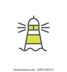 Vector sign of the lighthouse symbol isolated on a white background. icon color editable.