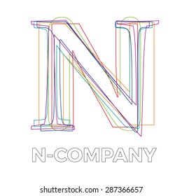 Vector sign linear letter N
