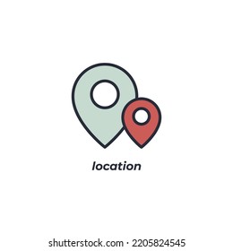 Vector sign of location symbol is isolated on a white background. icon color editable.