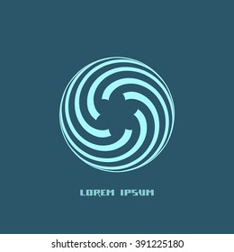Vector sign for logo design template. Abstract flower swirl element in shape of circle. Geometric illustration for print and web