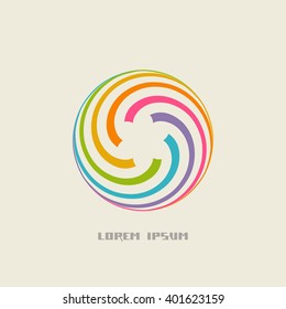 Vector sign for logo design template. Abstract flower swirl element in shape of circle. Geometric illustration for print and web