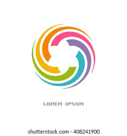 Vector sign for logo design template. Abstract flower swirl element in shape of circle. Geometric illustration for print and web