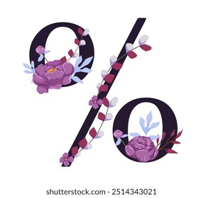 Vector sign and logo with flowers decorations.Typographic calligraphy logogram with abstract shapes. Design for wedding cards, logo of shops and monogram for invitations.